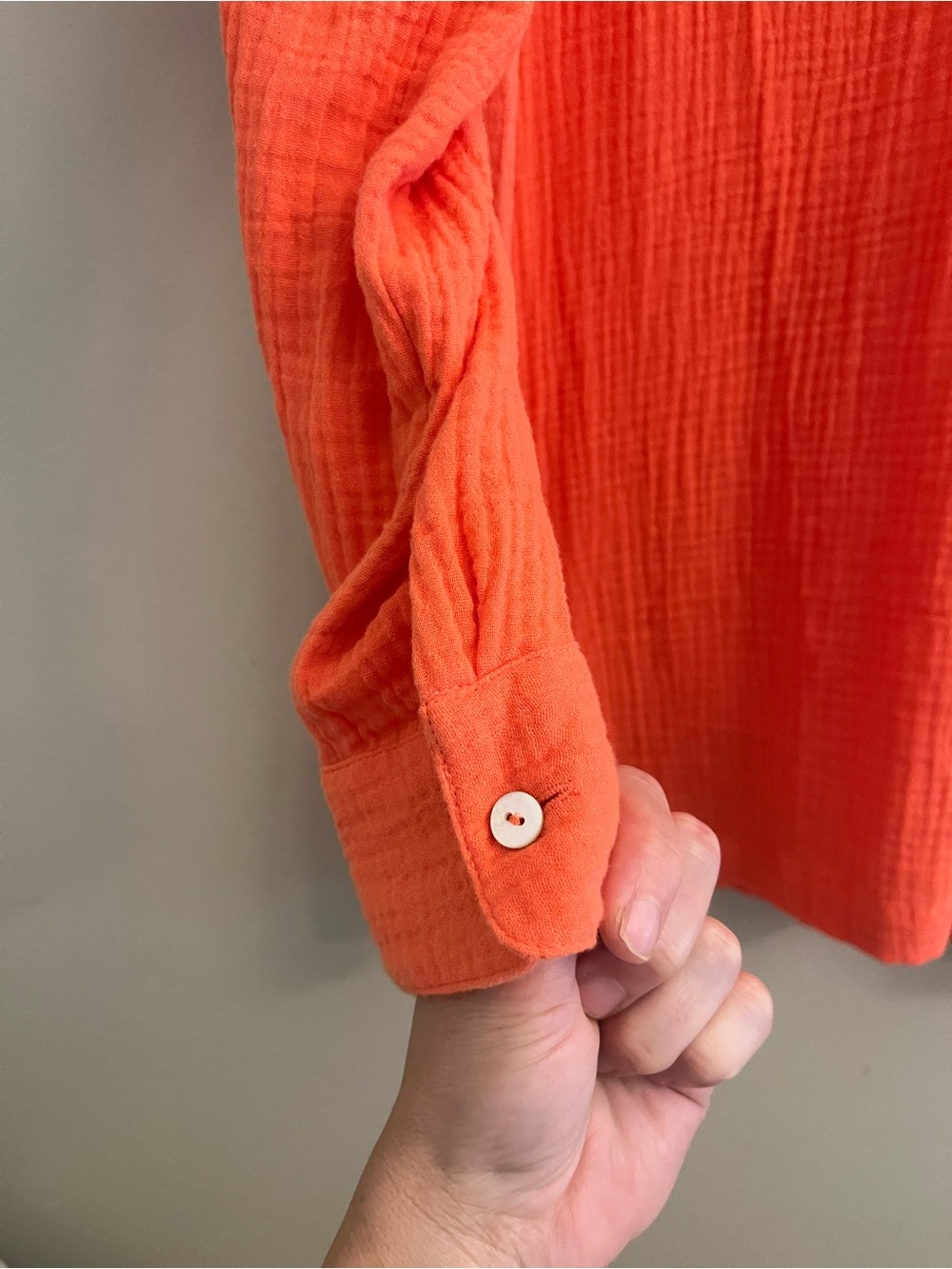 Soft Surroundings Coral-Orange Gauze V-Neck Tunic - Picture 2 of 7